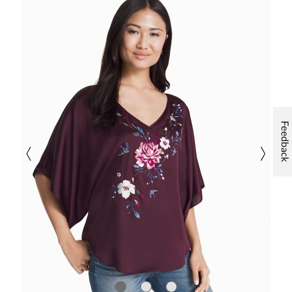 White House Black Market - XL - embroidered purple kimono sleeve top